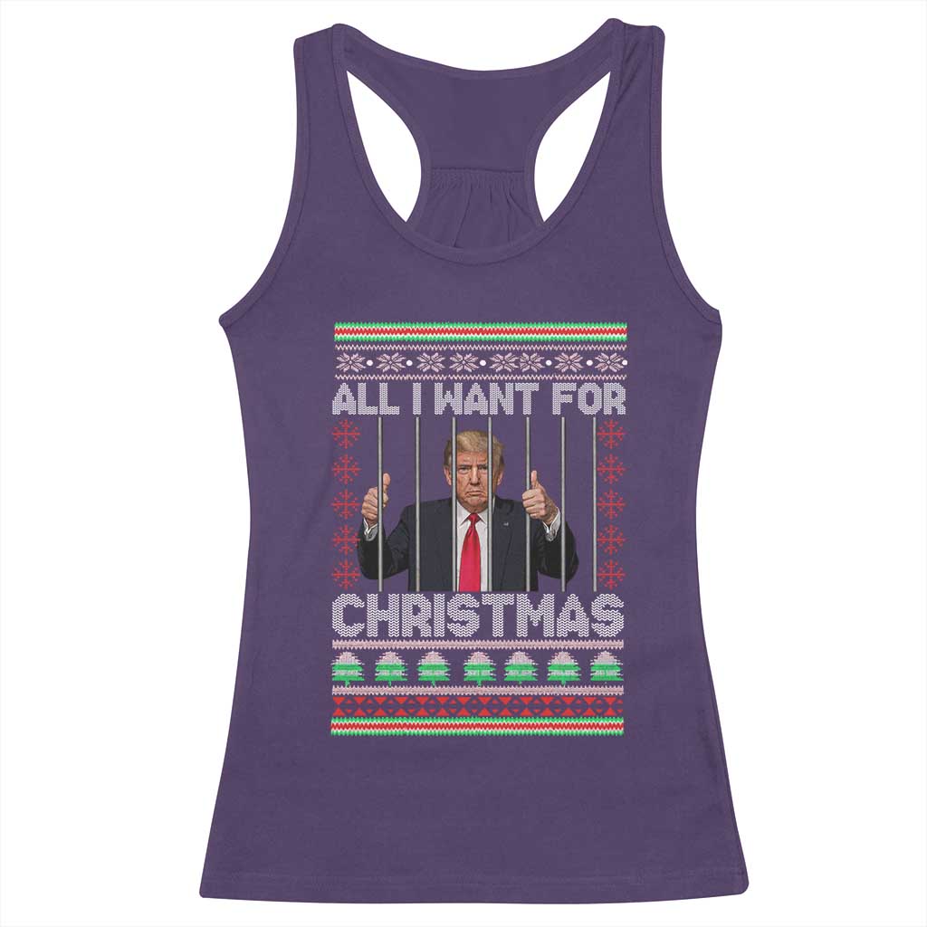 Funny Christmas Trump Prison Racerback Tank Top All I Want For Xmas Is Subtle FDT TS10 Purple Print Your Wear
