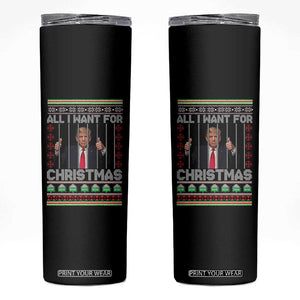 Funny Christmas Trump Prison Skinny Tumbler All I Want For Xmas Is Subtle FDT TS10 Black Print Your Wear