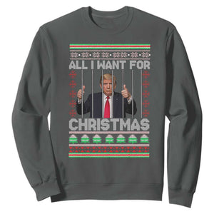 Funny Christmas Trump Prison Sweatshirt All I Want For Xmas Is Subtle FDT TS10 Dark Heather Print Your Wear