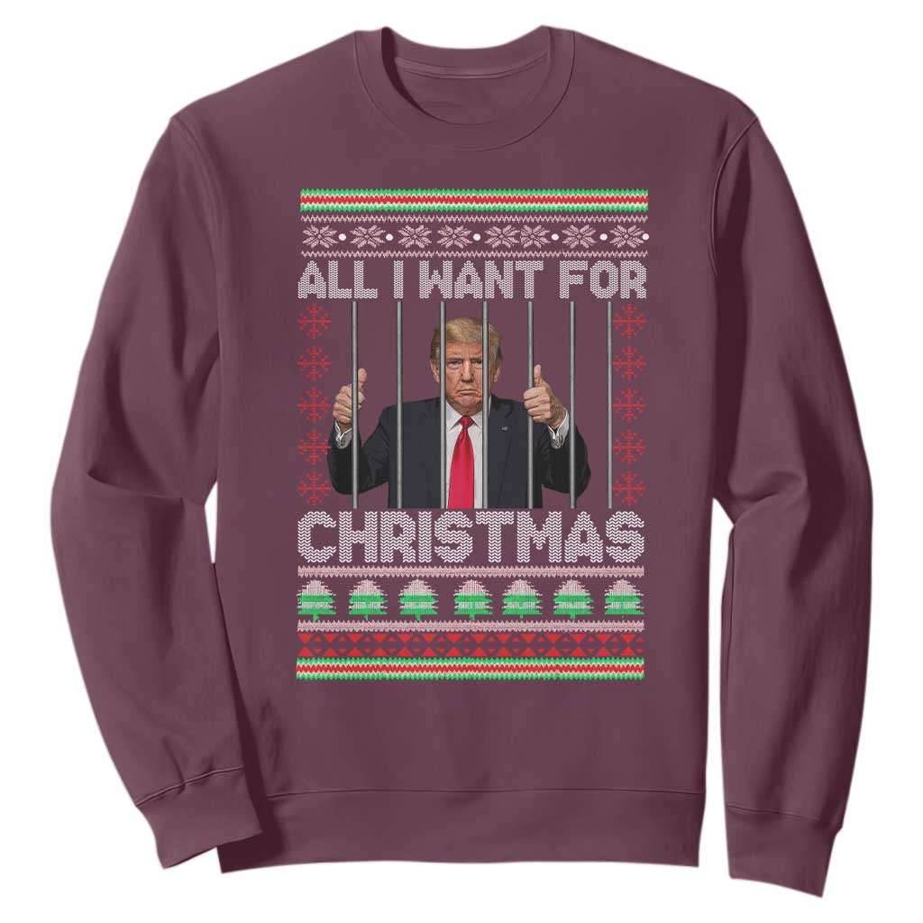 Funny Christmas Trump Prison Sweatshirt All I Want For Xmas Is Subtle FDT TS10 Maroon Print Your Wear
