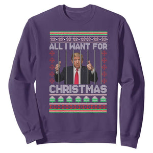 Funny Christmas Trump Prison Sweatshirt All I Want For Xmas Is Subtle FDT TS10 Purple Print Your Wear