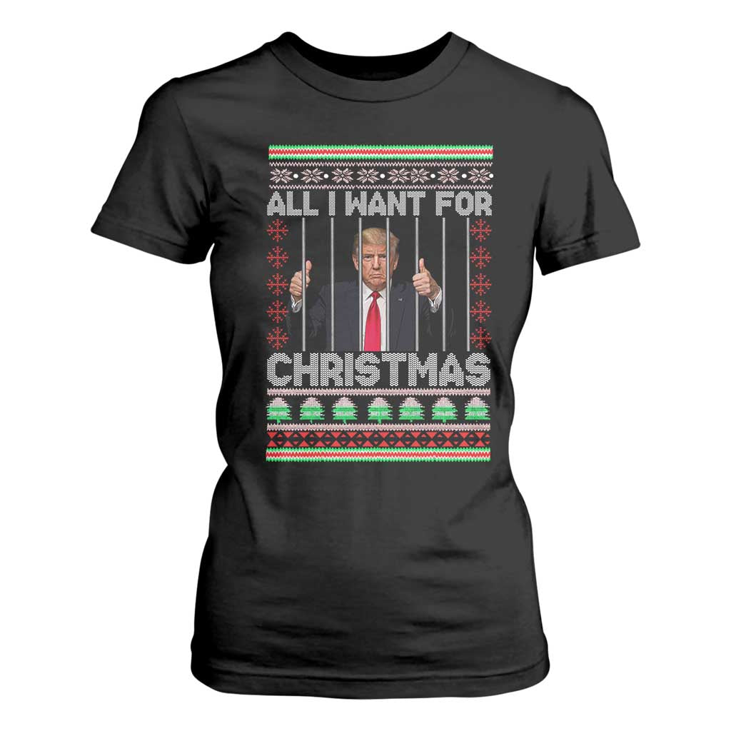 Funny Christmas Trump Prison T Shirt For Women All I Want For Xmas Is Subtle FDT TS10 Black Print Your Wear