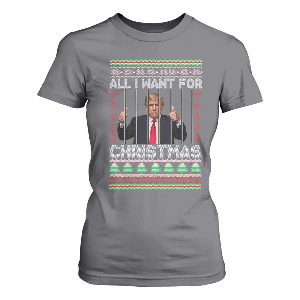 Funny Christmas Trump Prison T Shirt For Women All I Want For Xmas Is Subtle FDT TS10 Charcoal Print Your Wear