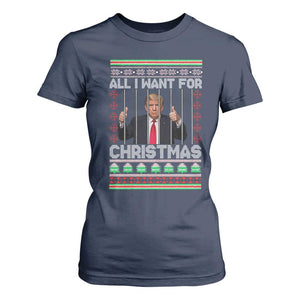 Funny Christmas Trump Prison T Shirt For Women All I Want For Xmas Is Subtle FDT TS10 Navy Print Your Wear