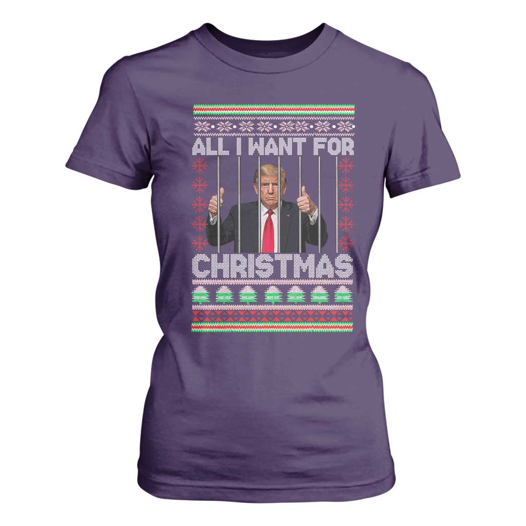 Funny Christmas Trump Prison T Shirt For Women All I Want For Xmas Is Subtle FDT TS10 Purple Print Your Wear