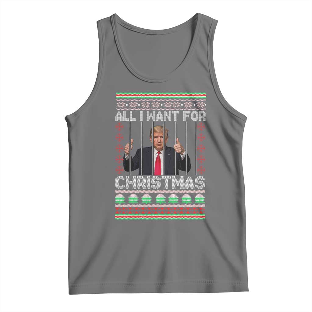 Funny Christmas Trump Prison Tank Top All I Want For Xmas Is Subtle FDT TS10 Black Heather Print Your Wear