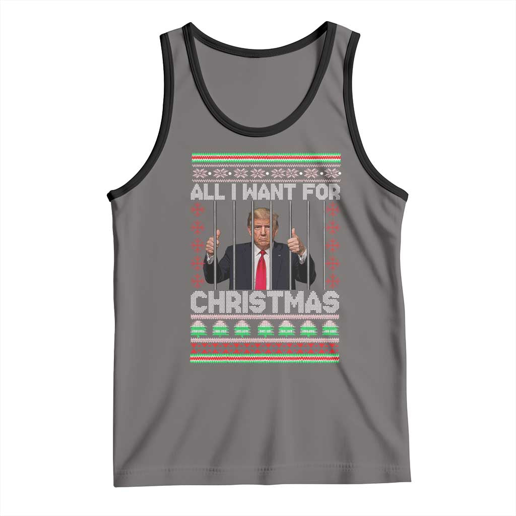 Funny Christmas Trump Prison Tank Top All I Want For Xmas Is Subtle FDT TS10 Deep Heather Black Print Your Wear