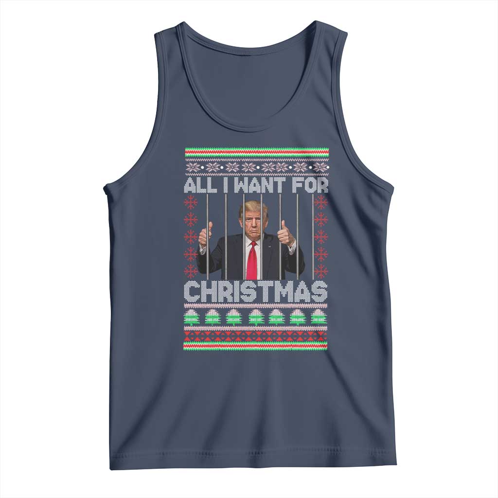 Funny Christmas Trump Prison Tank Top All I Want For Xmas Is Subtle FDT TS10 Navy Print Your Wear