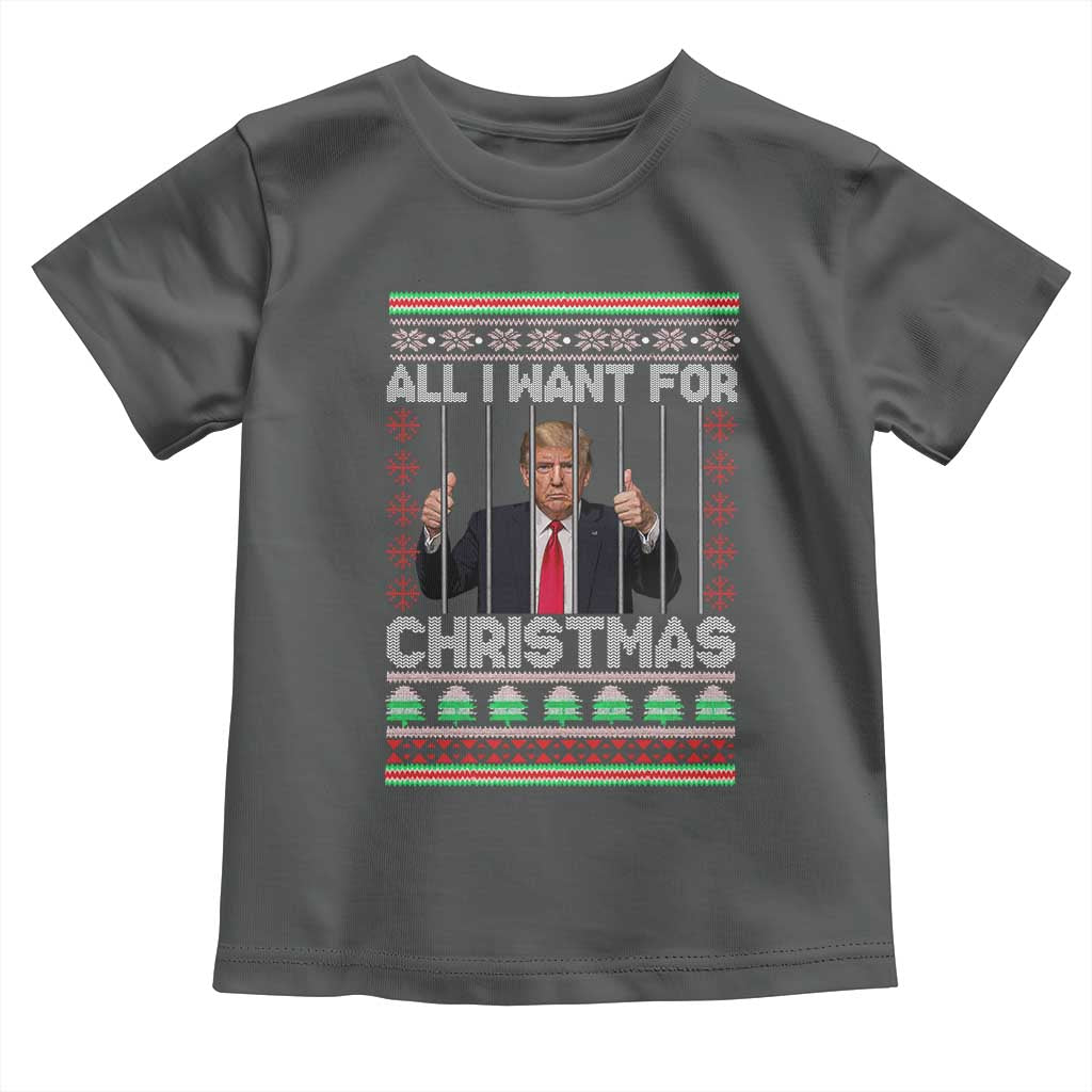 Funny Christmas Trump Prison Toddler T Shirt All I Want For Xmas Is Subtle FDT TS10 Dark Heather Print Your Wear