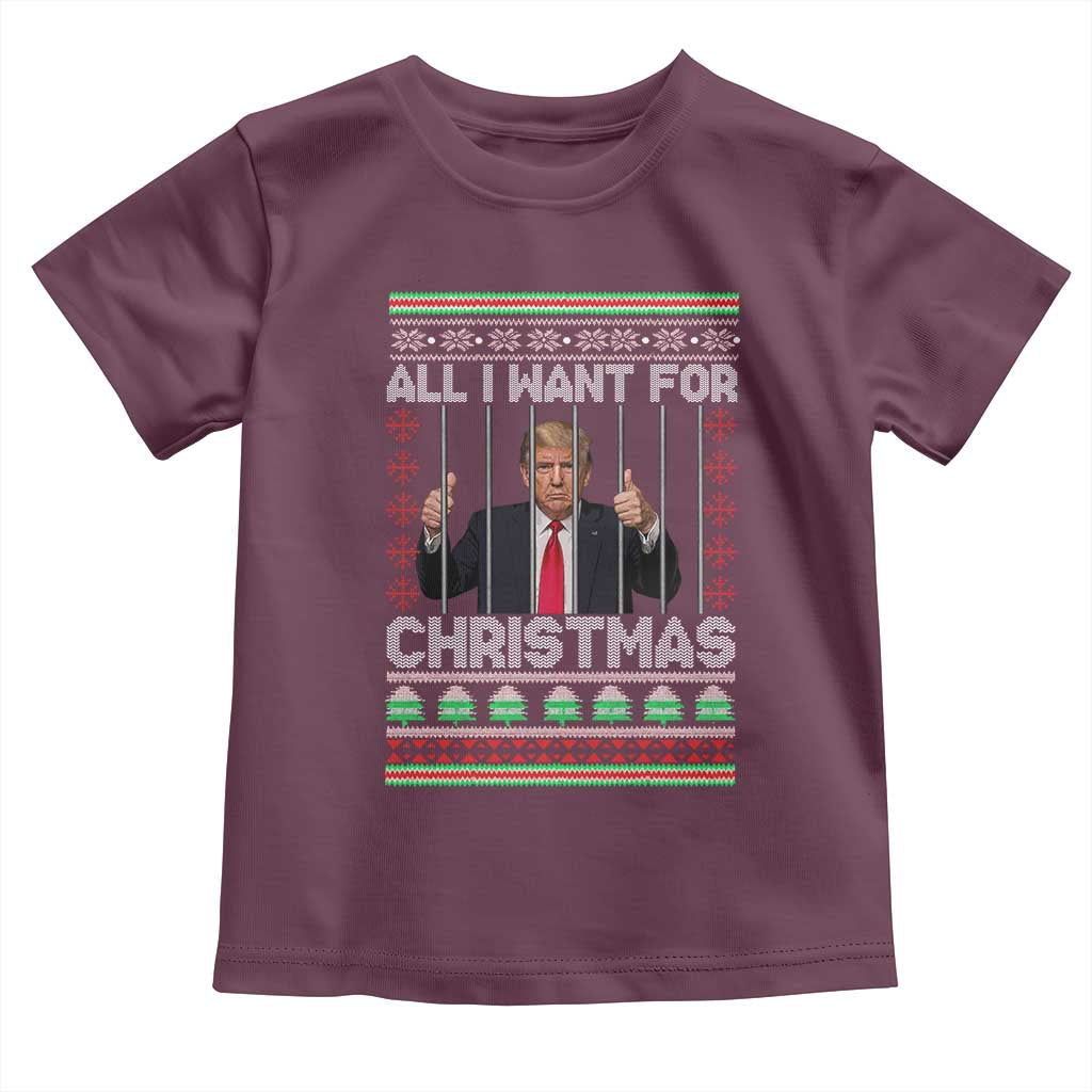 Funny Christmas Trump Prison Toddler T Shirt All I Want For Xmas Is Subtle FDT TS10 Maroon Print Your Wear