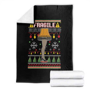 Leg Lamp Ugly Christmas Throw Blanket Funny Xmas Movie Fragile TS10 Black Print Your Wear