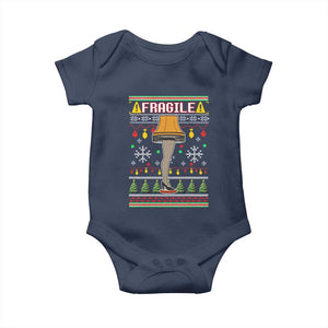 Leg Lamp Ugly Christmas Baby Onesie Funny Xmas Movie Fragile TS10 Navy Print Your Wear