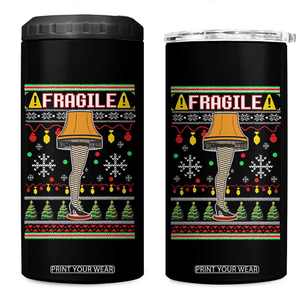 Leg Lamp Ugly Christmas 4 in 1 Can Cooler Tumbler Funny Xmas Movie Fragile TS10 One Size: 16 oz Black Print Your Wear