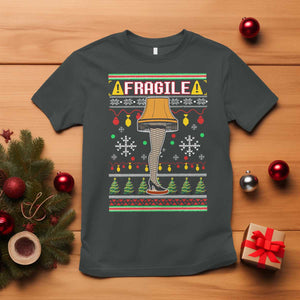 Leg Lamp Ugly Christmas T Shirt Funny Xmas Movie Fragile TS10 Dark Heather Print Your Wear
