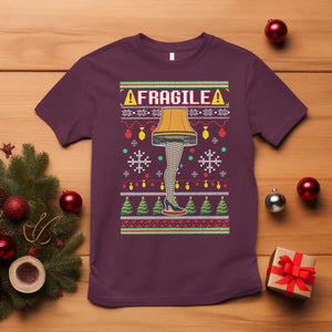 Leg Lamp Ugly Christmas T Shirt Funny Xmas Movie Fragile TS10 Maroon Print Your Wear