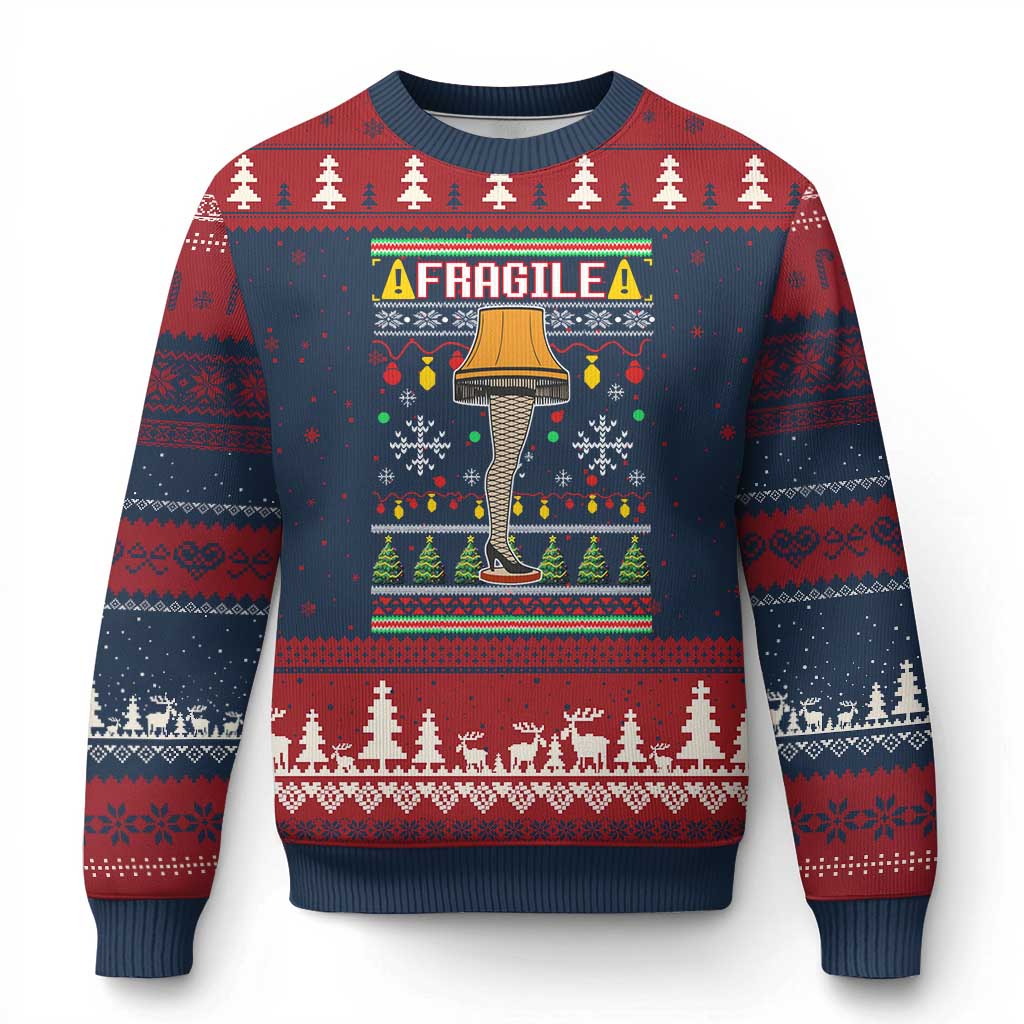 Leg Lamp Ugly Xmas Ugly Christmas Sweater Funny Xmas Movie Fragile TS10 Navy Red Print Your Wear