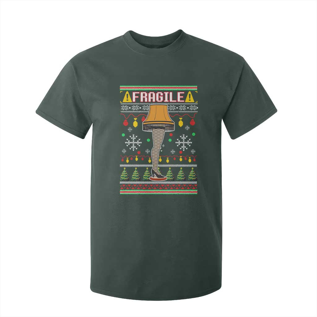 Leg Lamp Ugly Christmas T Shirt For Kid Funny Xmas Movie Fragile TS10 Dark Forest Green Print Your Wear