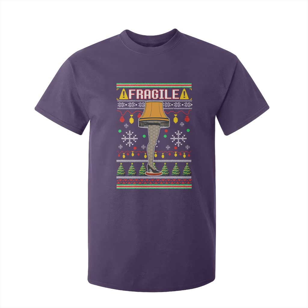 Leg Lamp Ugly Christmas T Shirt For Kid Funny Xmas Movie Fragile TS10 Purple Print Your Wear
