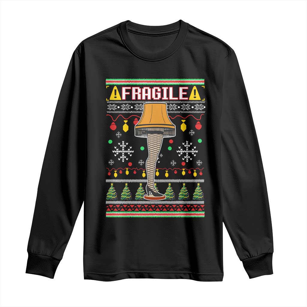 Leg Lamp Ugly Christmas Long Sleeve Shirt Funny Xmas Movie Fragile TS10 Black Print Your Wear