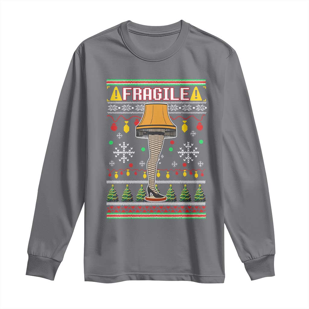 Leg Lamp Ugly Christmas Long Sleeve Shirt Funny Xmas Movie Fragile TS10 Charcoal Print Your Wear
