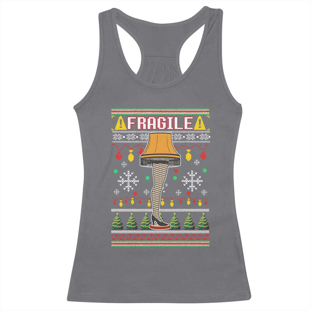 Leg Lamp Ugly Christmas Racerback Tank Top Funny Xmas Movie Fragile TS10 Charcoal Print Your Wear