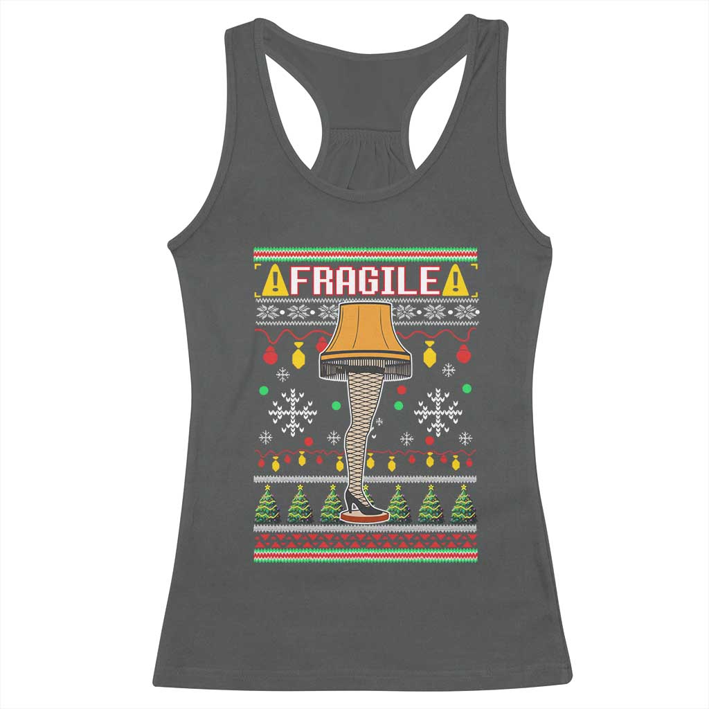 Leg Lamp Ugly Christmas Racerback Tank Top Funny Xmas Movie Fragile TS10 Dark Heather Print Your Wear