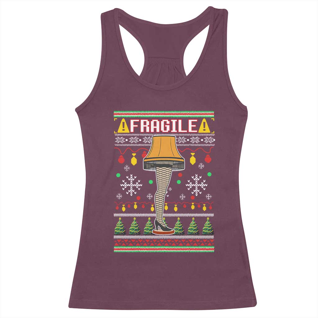 Leg Lamp Ugly Christmas Racerback Tank Top Funny Xmas Movie Fragile TS10 Maroon Print Your Wear