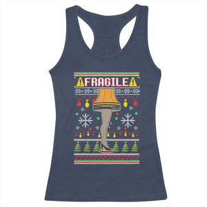 Leg Lamp Ugly Christmas Racerback Tank Top Funny Xmas Movie Fragile TS10 Navy Print Your Wear