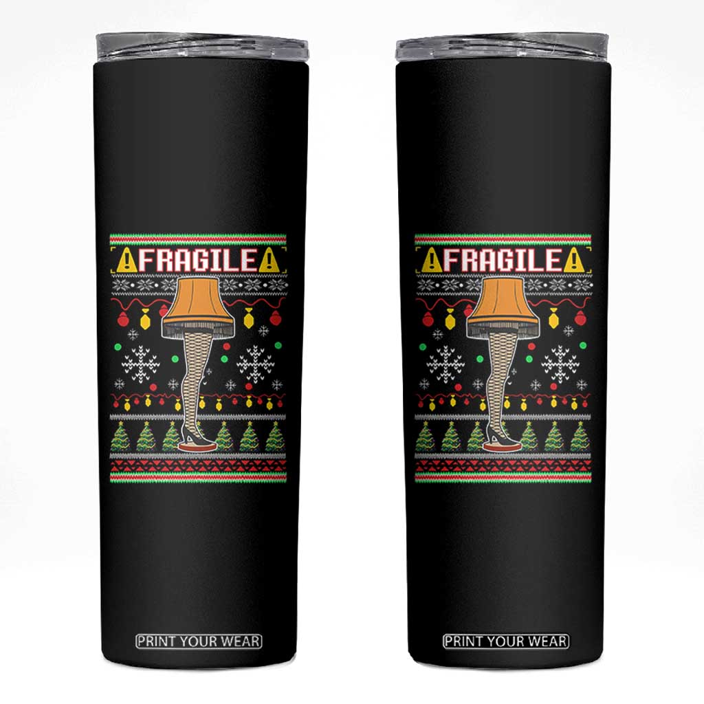 Leg Lamp Ugly Christmas Skinny Tumbler Funny Xmas Movie Fragile TS10 Black Print Your Wear