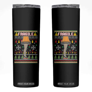 Leg Lamp Ugly Christmas Skinny Tumbler Funny Xmas Movie Fragile TS10 Black Print Your Wear