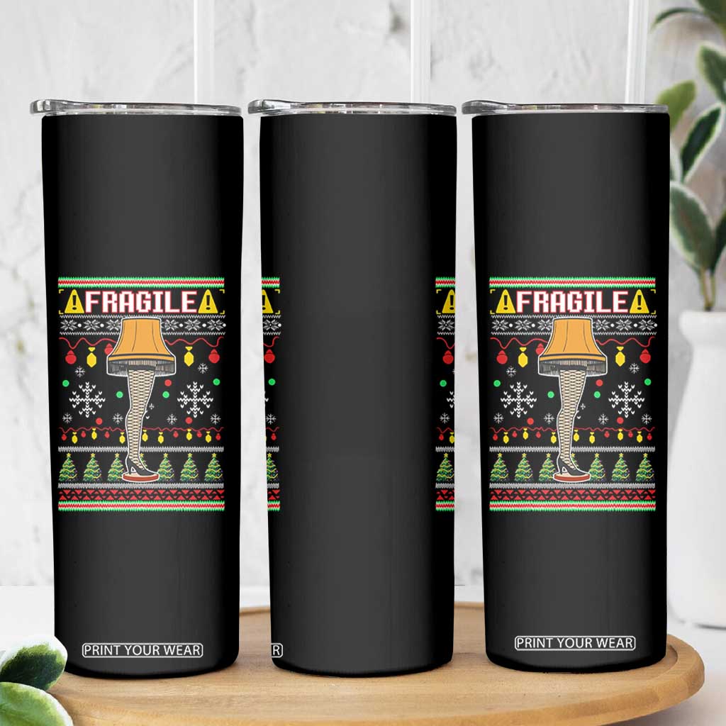 Leg Lamp Ugly Christmas Skinny Tumbler Funny Xmas Movie Fragile TS10 Print Your Wear