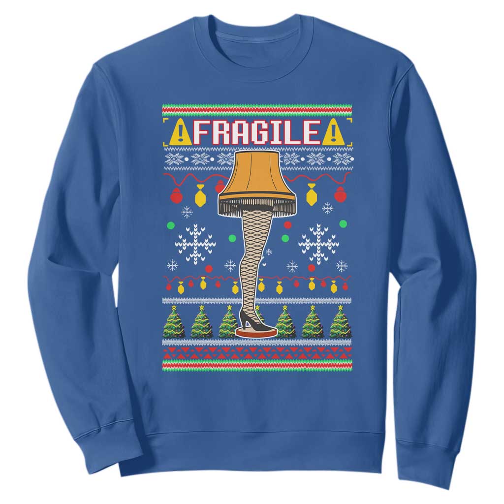 Leg Lamp Ugly Christmas Sweatshirt Funny Xmas Movie Fragile TS10 Royal Blue Print Your Wear