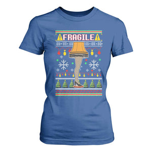 Leg Lamp Ugly Christmas T Shirt For Women Funny Xmas Movie Fragile TS10 Royal Blue Print Your Wear