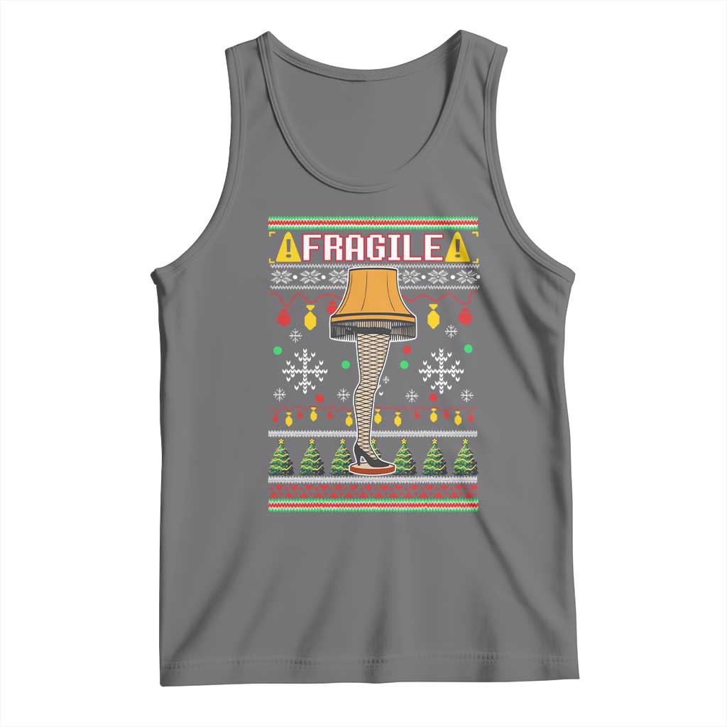 Leg Lamp Ugly Christmas Tank Top Funny Xmas Movie Fragile TS10 Black Heather Print Your Wear