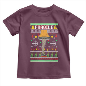 Leg Lamp Ugly Christmas Toddler T Shirt Funny Xmas Movie Fragile TS10 Maroon Print Your Wear