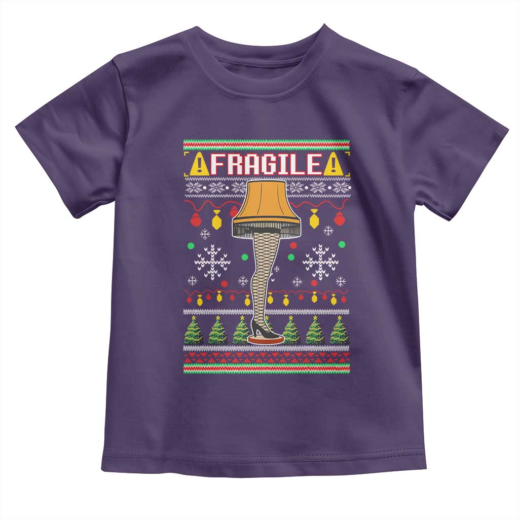 Leg Lamp Ugly Christmas Toddler T Shirt Funny Xmas Movie Fragile TS10 Purple Print Your Wear