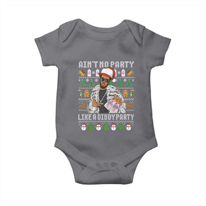 Funny Christmas Diddy Baby Onesie Aint No Party Like A Diddy Party Baby Oil Ugly Xmas TS10 Charcoal Print Your Wear