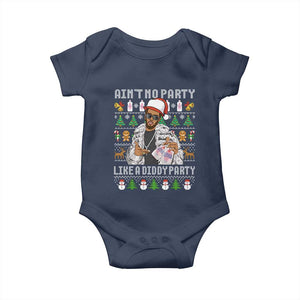 Funny Christmas Diddy Baby Onesie Aint No Party Like A Diddy Party Baby Oil Ugly Xmas TS10 Navy Print Your Wear