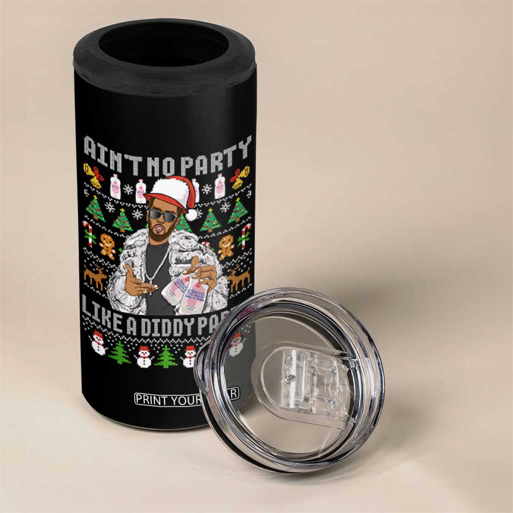 Funny Christmas Diddy 4 in 1 Can Cooler Tumbler Aint No Party Like A Diddy Party Baby Oil Ugly Xmas TS10 Print Your Wear