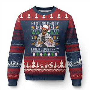 Funny Xmas Diddy Ugly Christmas Sweater Aint No Party Like A Diddy Party Baby Oil Ugly Xmas TS10 Navy Red Print Your Wear