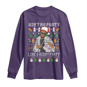 Funny Christmas Diddy Long Sleeve Shirt Aint No Party Like A Diddy Party Baby Oil Ugly Xmas TS10 Purple Print Your Wear