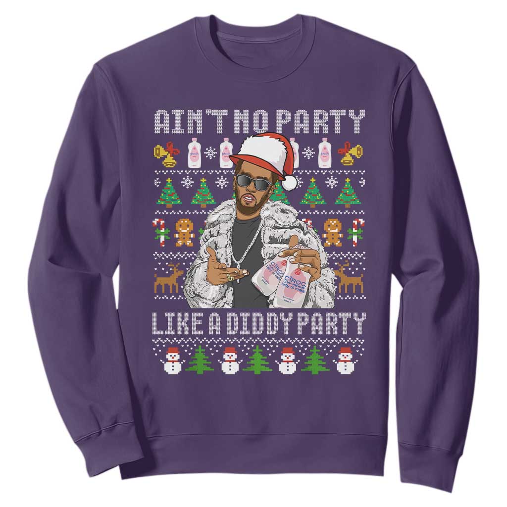 Funny Christmas Diddy Sweatshirt Aint No Party Like A Diddy Party Baby Oil Ugly Xmas TS10 Purple Print Your Wear