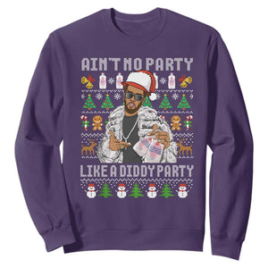 Funny Christmas Diddy Sweatshirt Aint No Party Like A Diddy Party Baby Oil Ugly Xmas TS10 Purple Print Your Wear