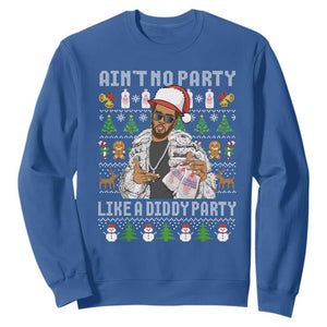 Funny Christmas Diddy Sweatshirt Aint No Party Like A Diddy Party Baby Oil Ugly Xmas TS10 Royal Blue Print Your Wear