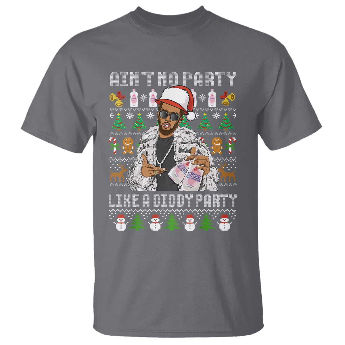 Funny Christmas Diddy T Shirt Aint No Party Like A Diddy Party Baby Oil Ugly Xmas TS10 Charcoal Print Your Wear