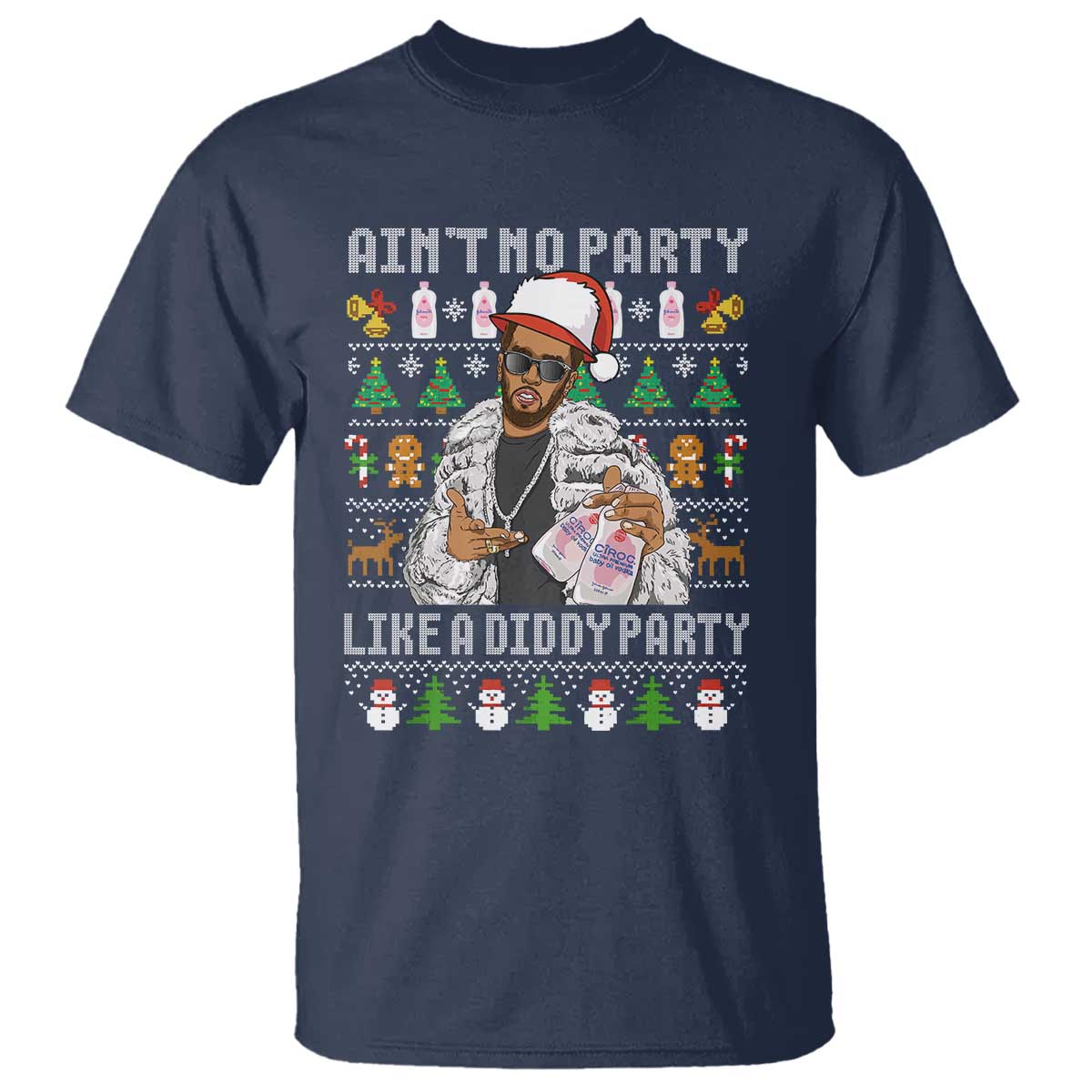 Funny Christmas Diddy T Shirt Aint No Party Like A Diddy Party Baby Oil Ugly Xmas TS10 Navy Print Your Wear