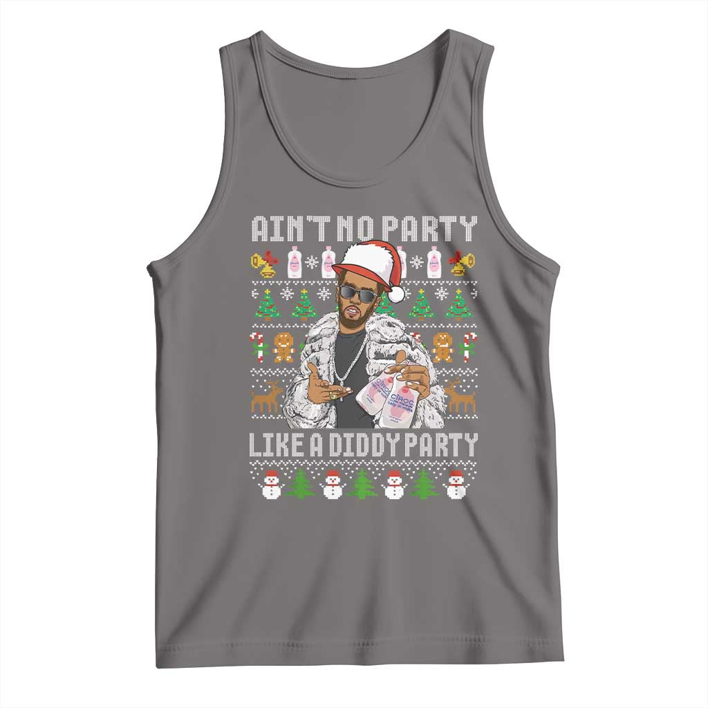 Funny Christmas Diddy Tank Top Aint No Party Like A Diddy Party Baby Oil Ugly Xmas TS10 Deep Heather Print Your Wear