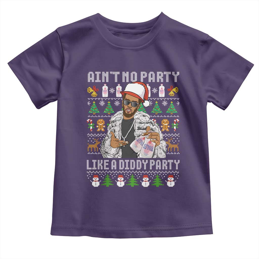 Funny Christmas Diddy Toddler T Shirt Aint No Party Like A Diddy Party Baby Oil Ugly Xmas TS10 Purple Print Your Wear
