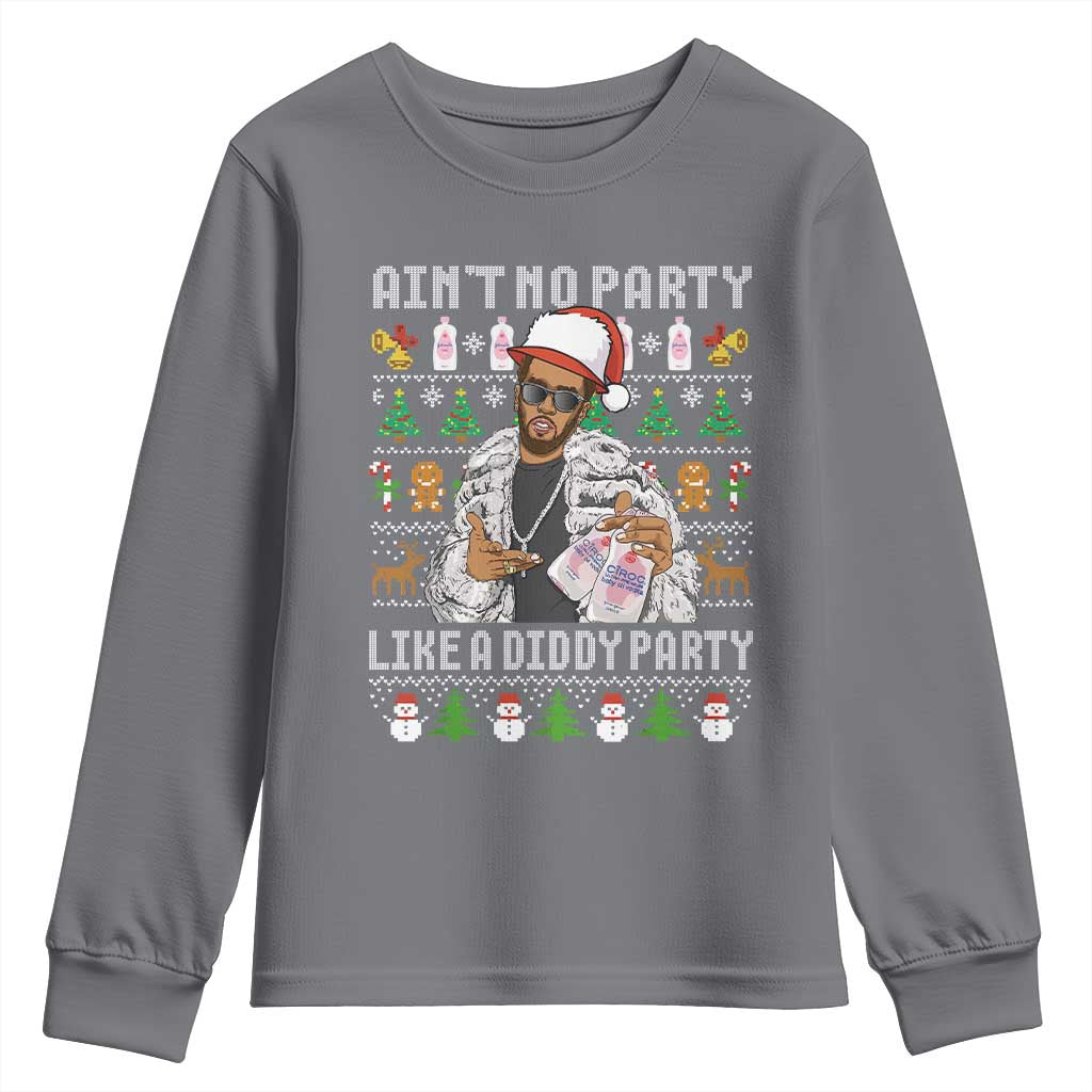 Funny Christmas Diddy Youth Sweatshirt Aint No Party Like A Diddy Party Baby Oil Ugly Xmas TS10 Charcoal Print Your Wear