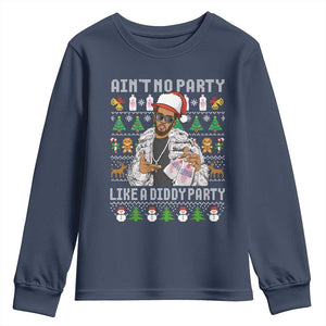 Funny Christmas Diddy Youth Sweatshirt Aint No Party Like A Diddy Party Baby Oil Ugly Xmas TS10 Navy Print Your Wear